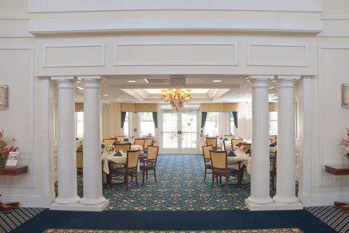 Entry to dining room with columns