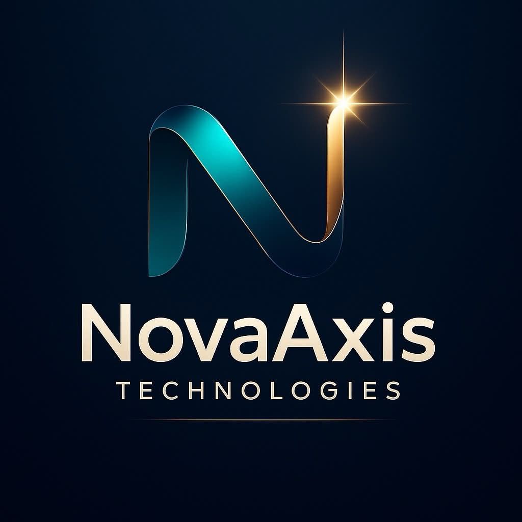 NovaAxis Technologies logo with a teal N and gold star on a dark background