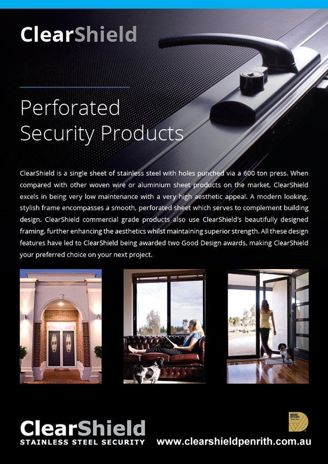 An advertisement for ClearShield stainless steel security products - Penrith, NSW - ClearShield-Penrith An advertisement for ClearShield stainless steel security products - Penrith, NSW - ClearShield-Penrith