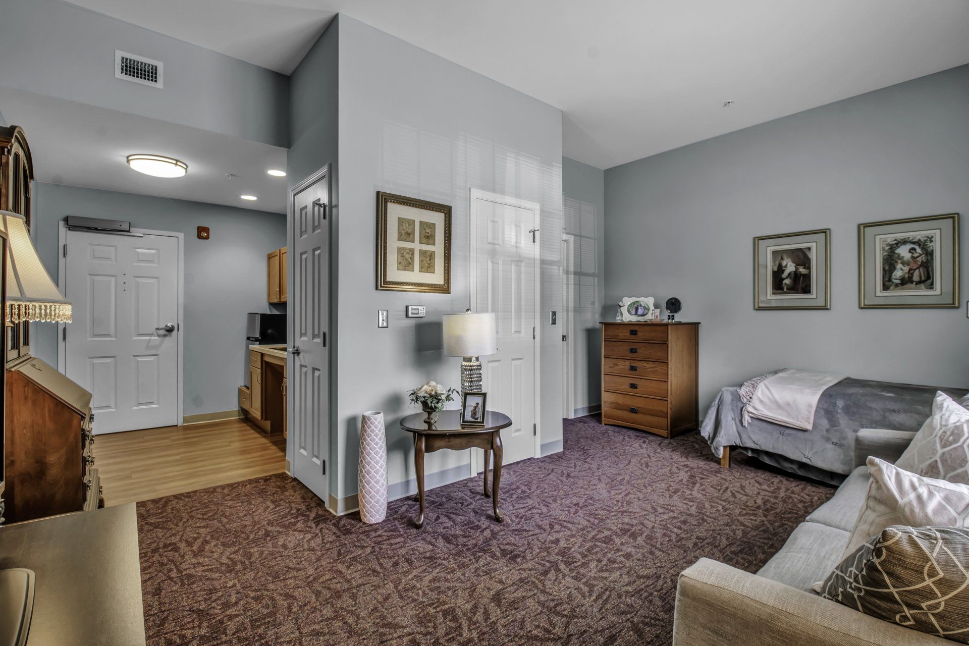 spacious studio floor plan in assisted living community 