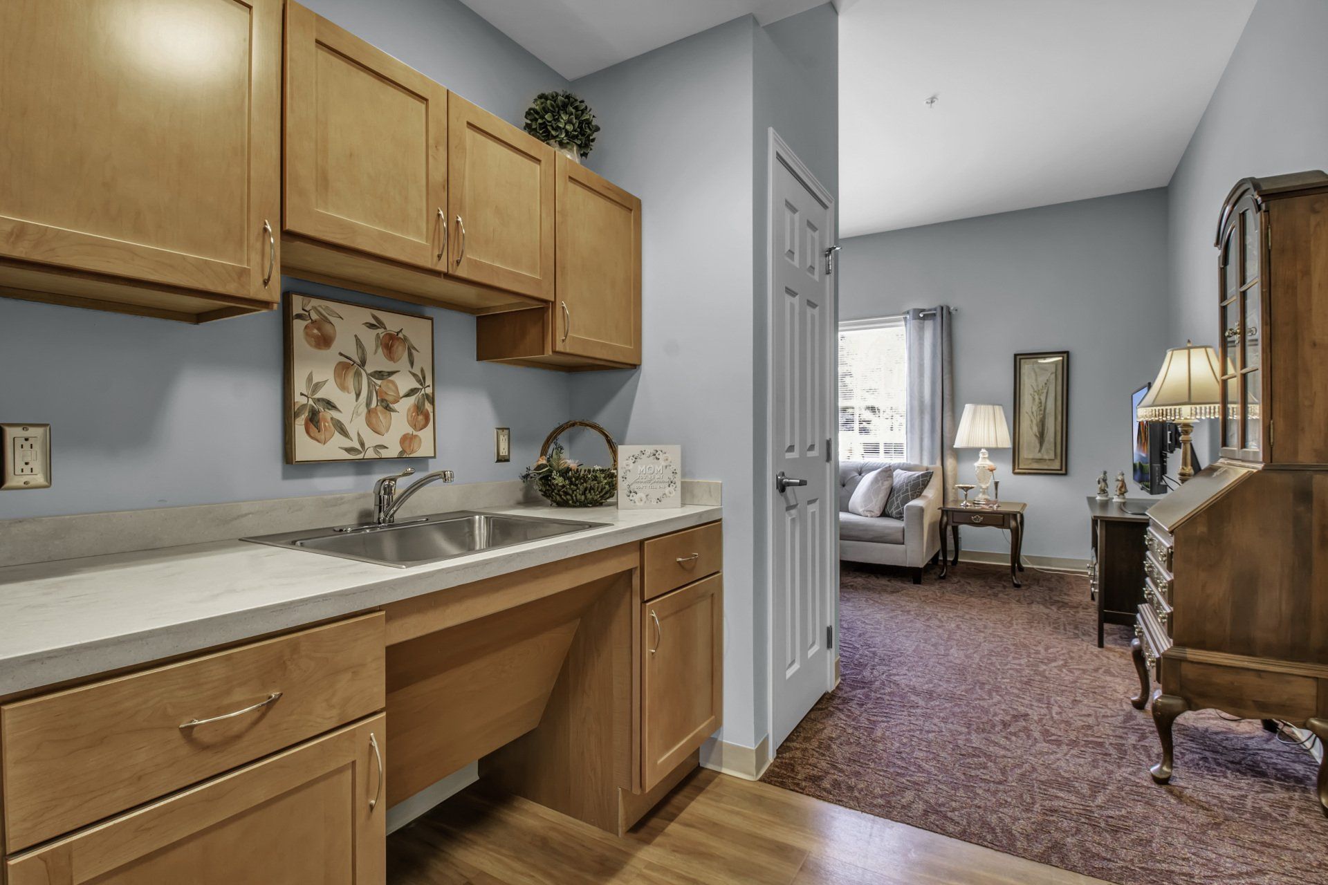 kitchen and studio assisted living floor plan in williamsville ny 