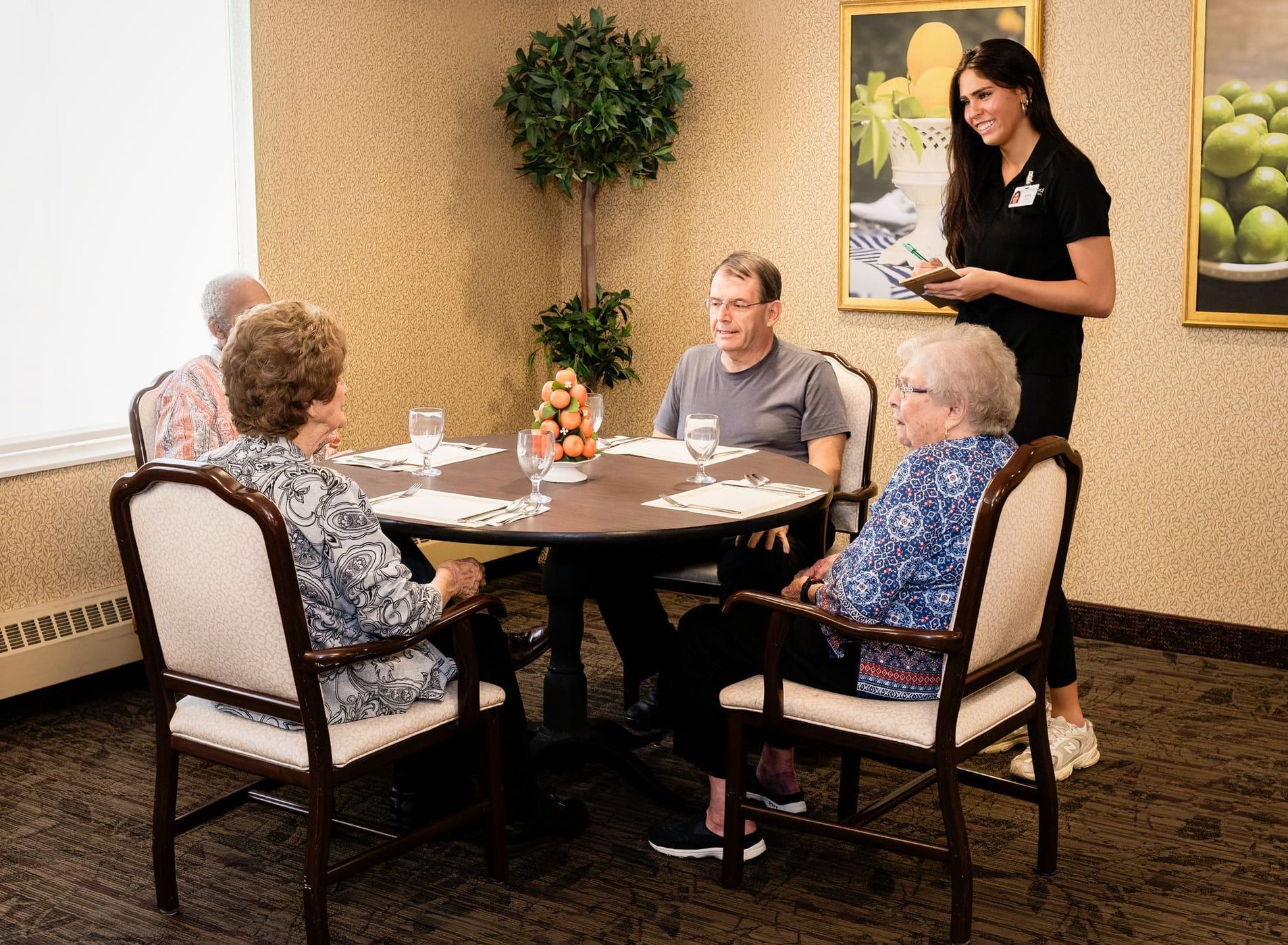 A care take taking orders for tenants of assisted living communities 