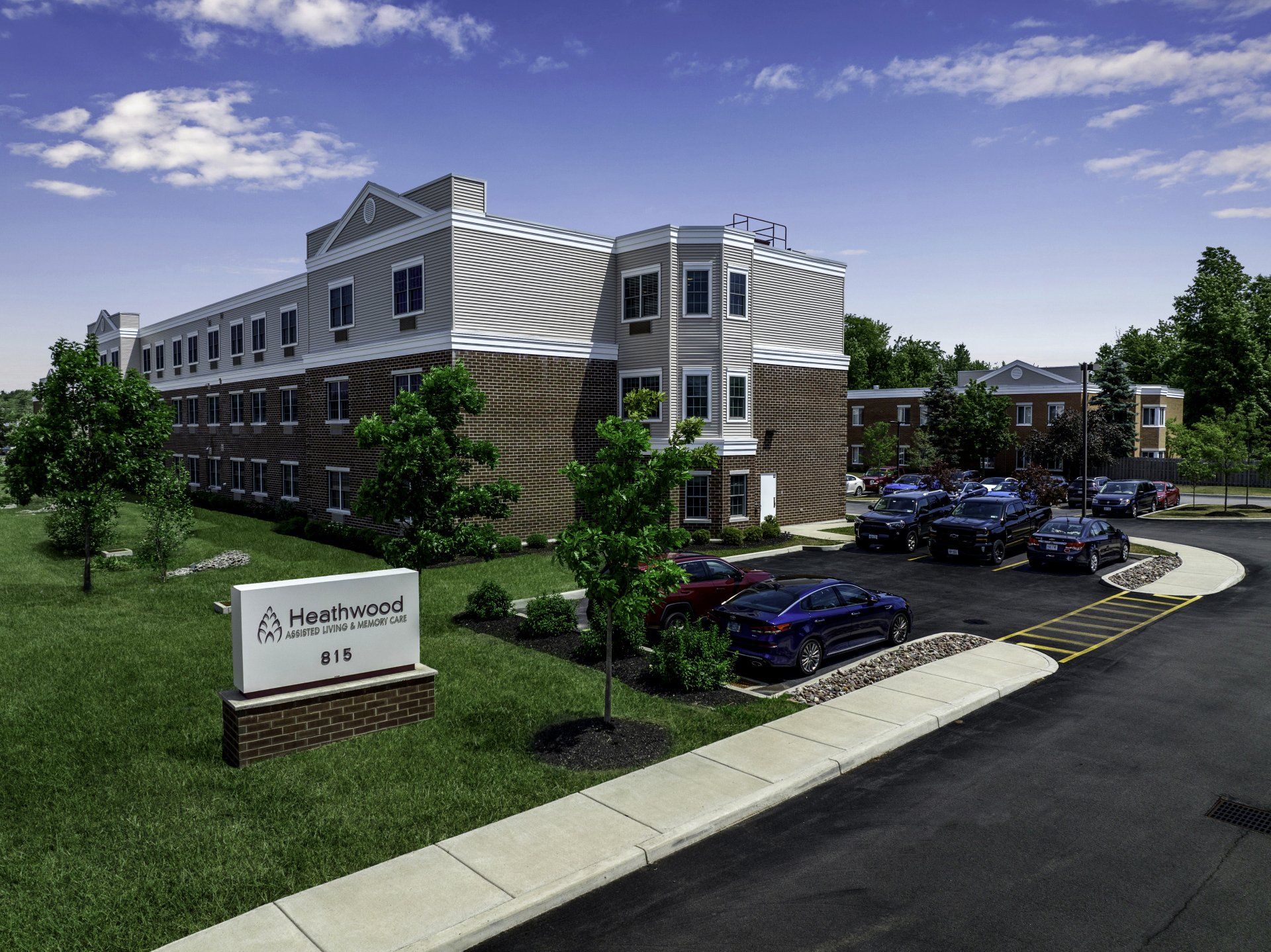 exterior building of heathwood assisted living floor plan in williamsville 