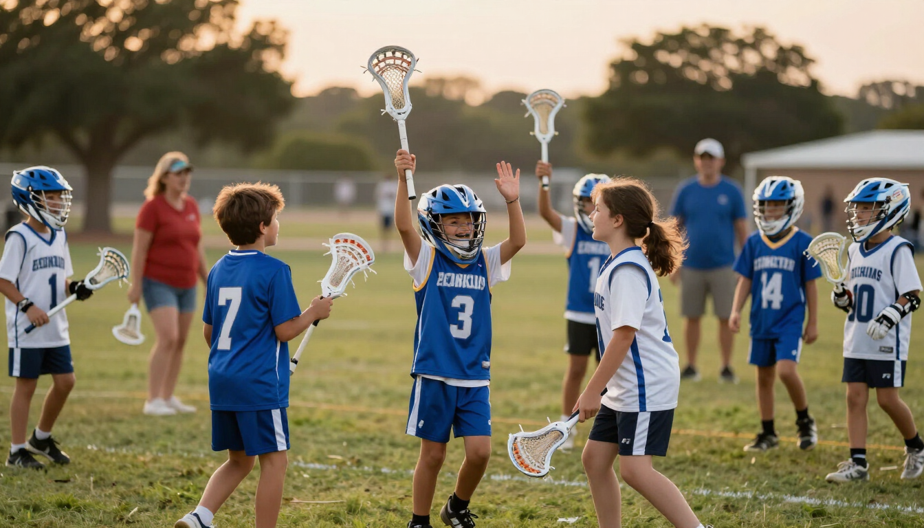 Children and families celebrating lacrosse community growth
