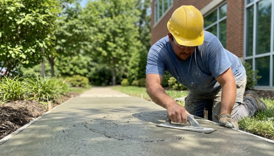 Professional contractor doing commercial concrete installation in Columbia MD.