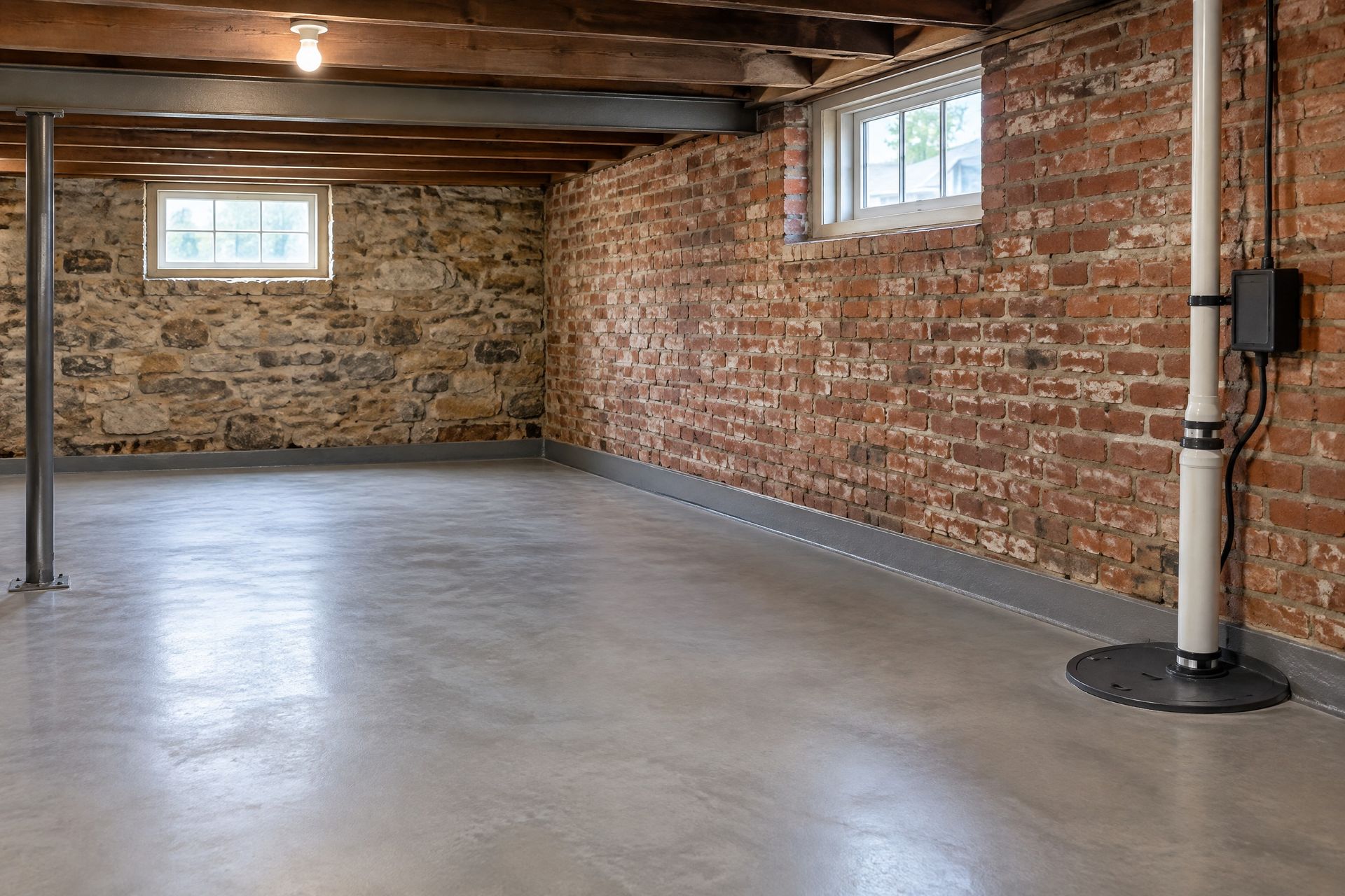 Dry basement after waterproofing work in a
Tiffin, OH home