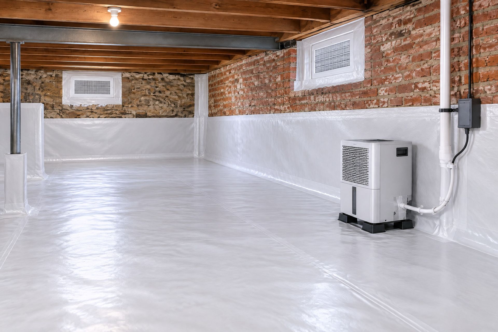 Fully encapsulated crawl space with sealed liner
in a Tiffin, OH home