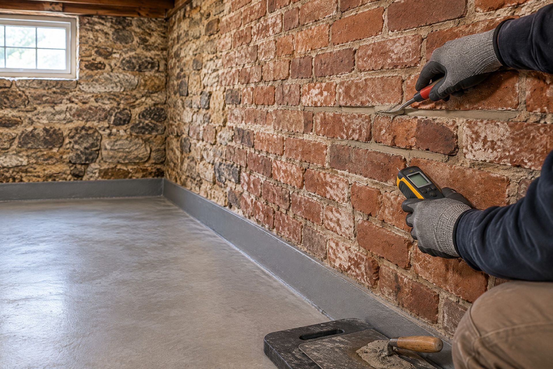 Masonry foundation wall assessment in a Tiffin,
OH basement