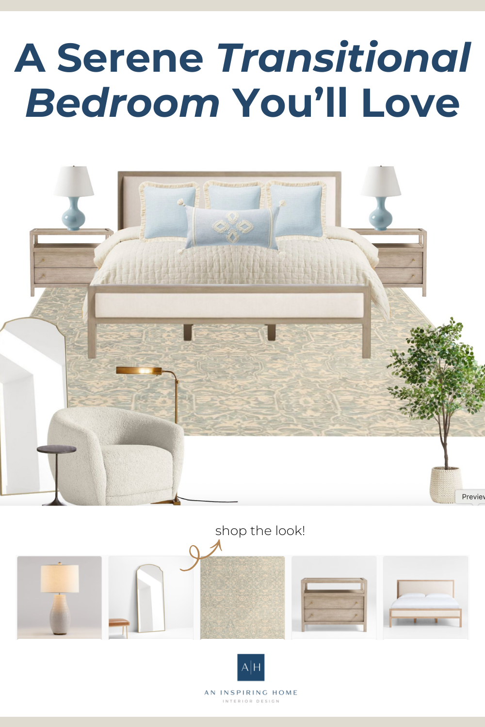 A Serene Transitional Bedroom You’ll Love
