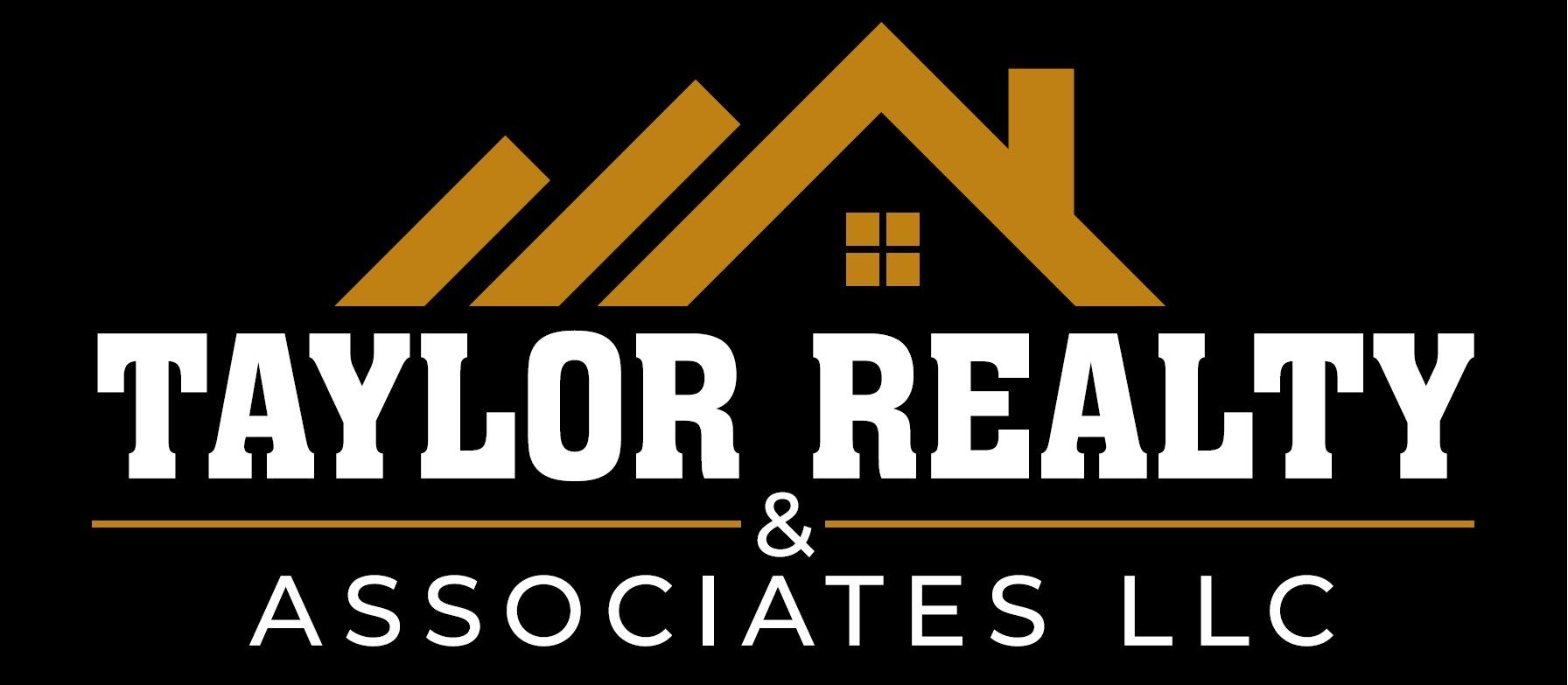 The logo for taylor realty and associates llc has a house on it.