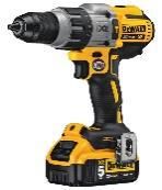 Taladro inalámbrico DeWalt amarillo y negro con batería incorporada.