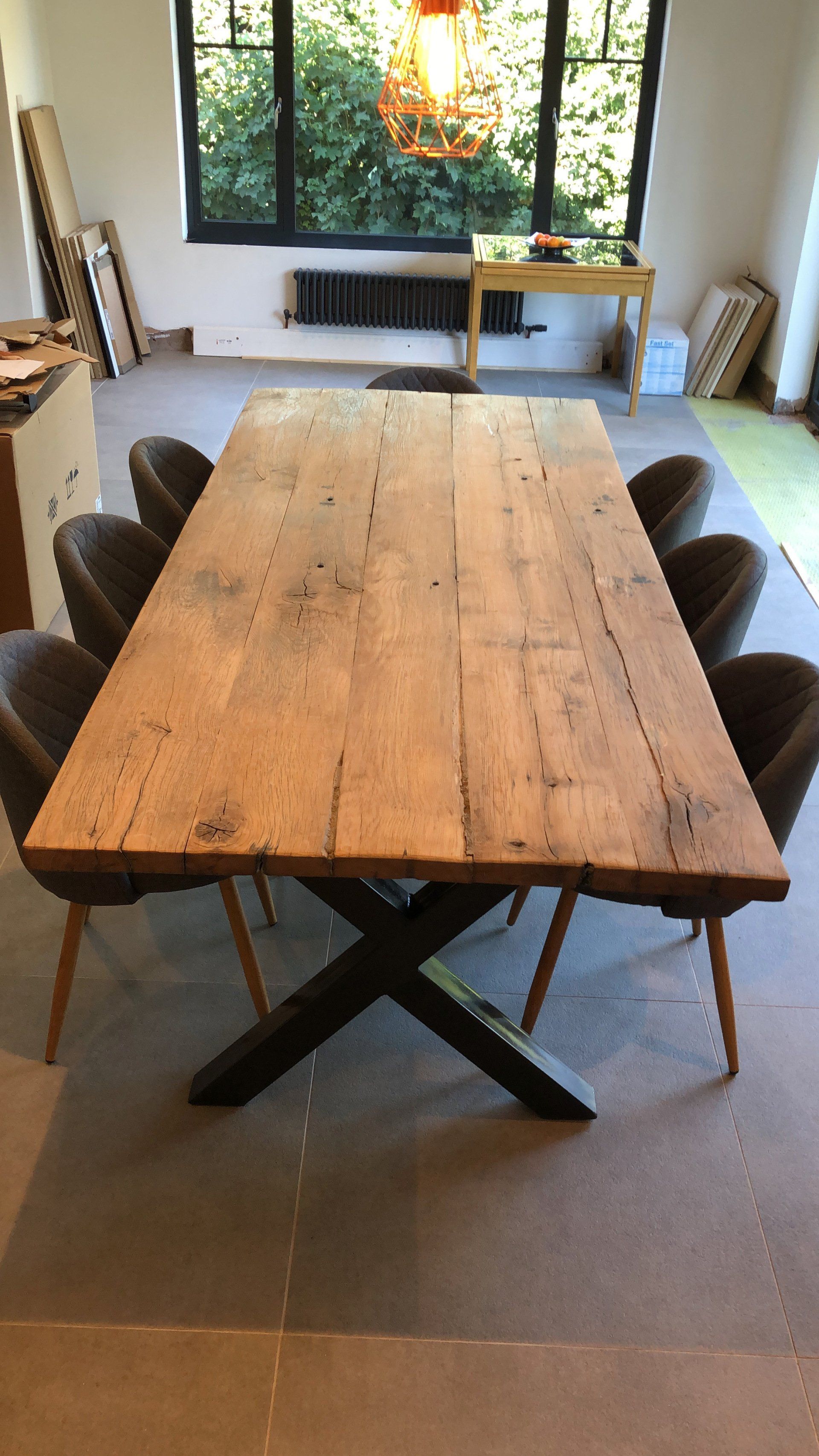 oak wagon board table