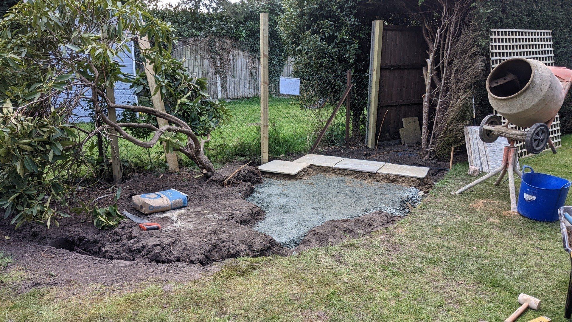 Preparation for new patio and lawn