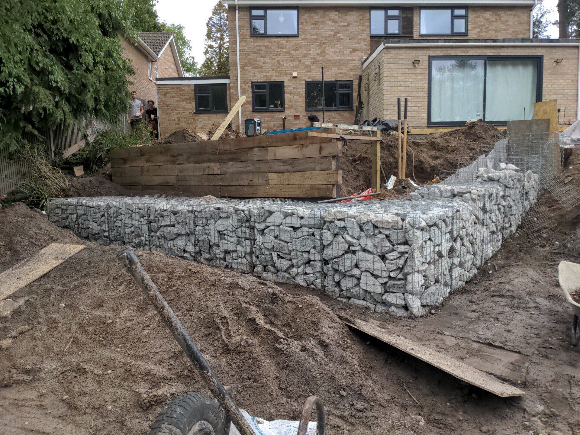 Hard landscaping project in garden
