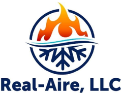 Real-Aire, LLC logo with orange flame over blue snowflake icon