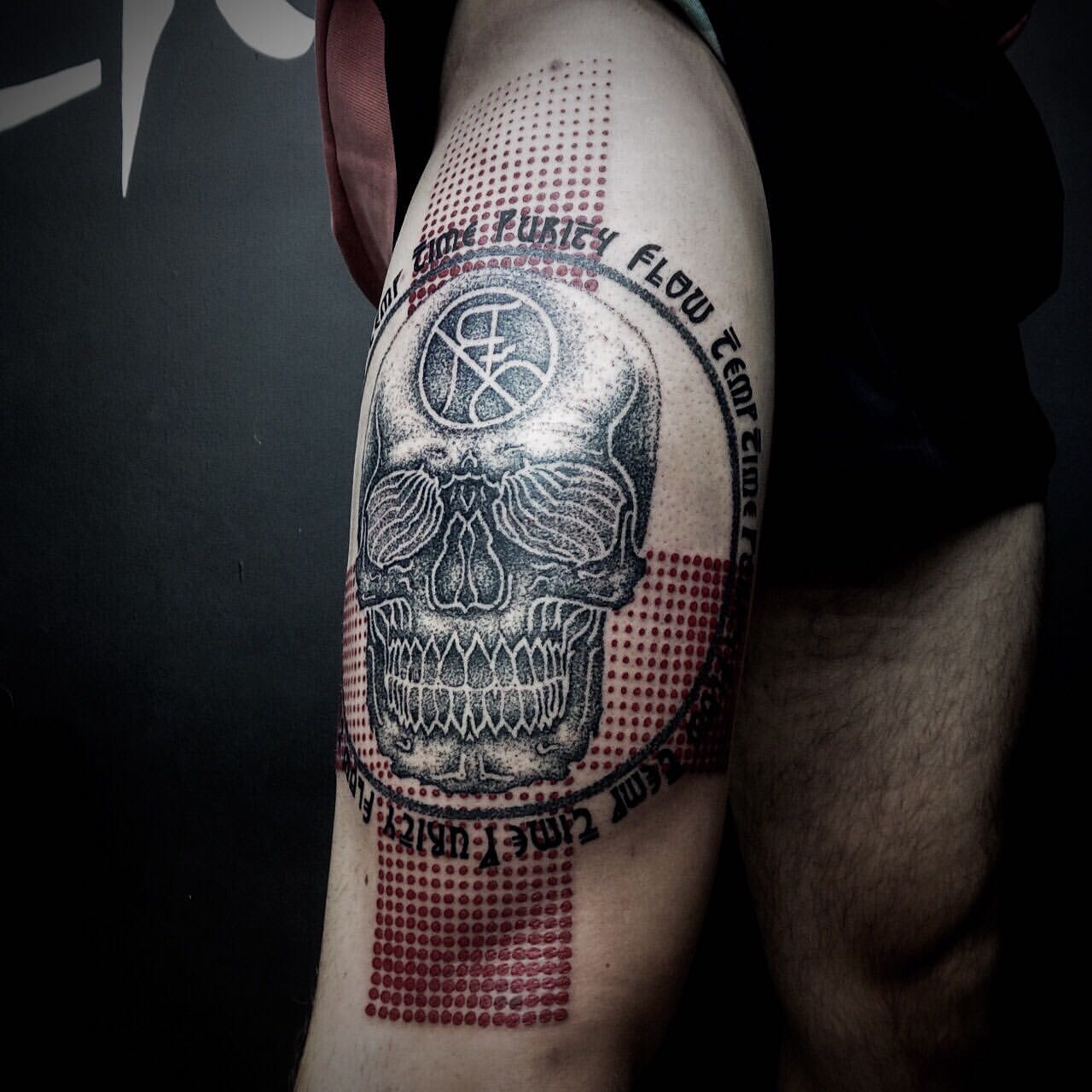 Skull and Dotwork Tattoo by Lex at Black Gold Tattoo Co in Edmonton Alberta Canada
