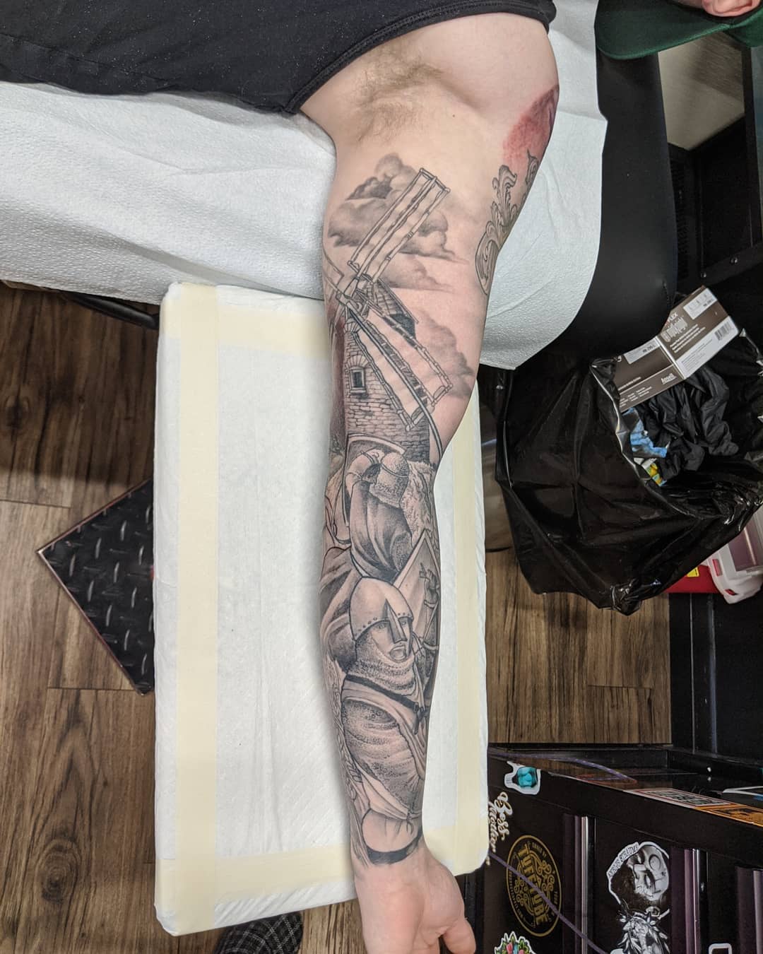 Medieval War Sleeve by Kevin Sherritt at Black Gold Tattoo Co in Edmonton Alberta Canada
