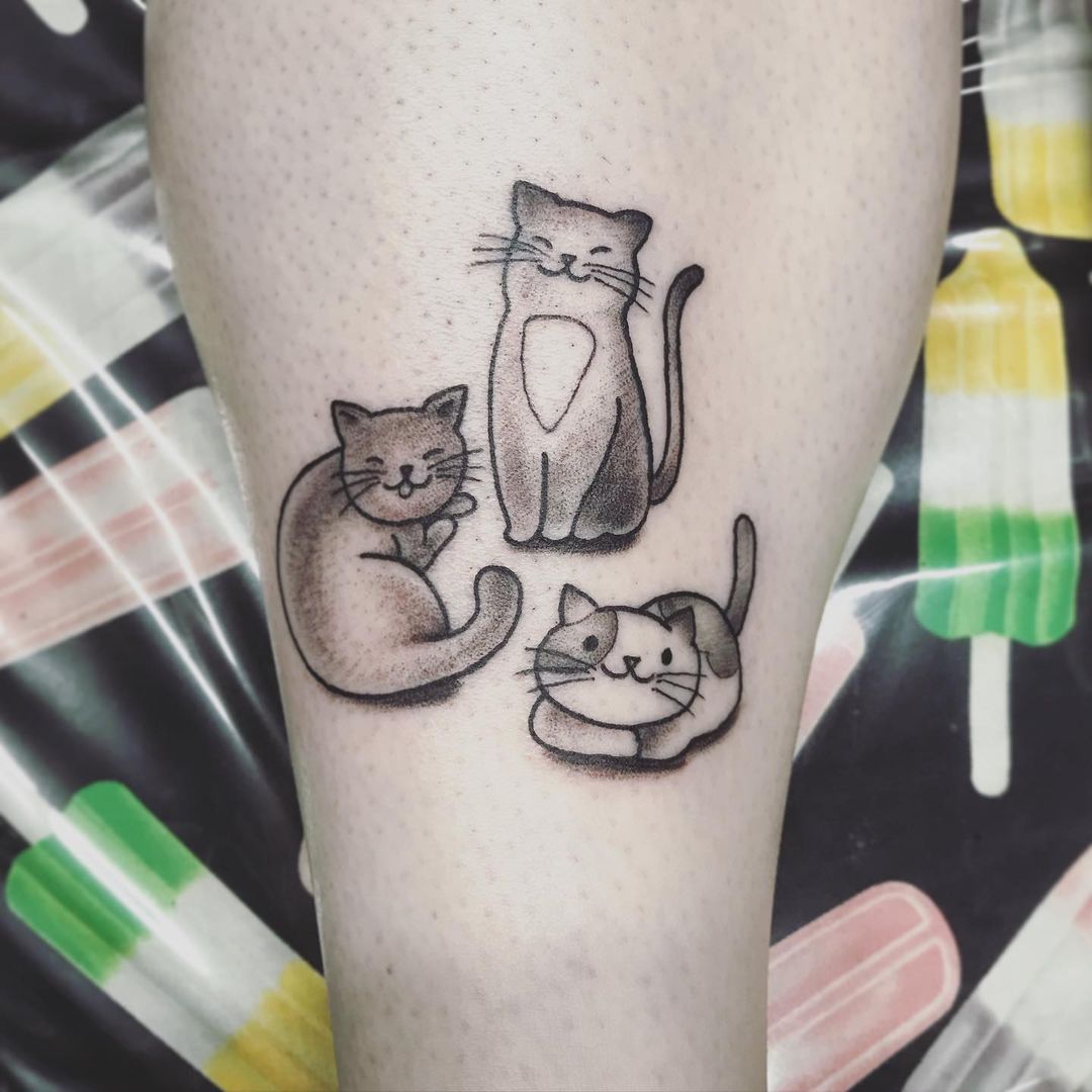 Cat Tattoos by Jess Alther at Black Gold Tattoo Co in Edmonton Alberta Canada