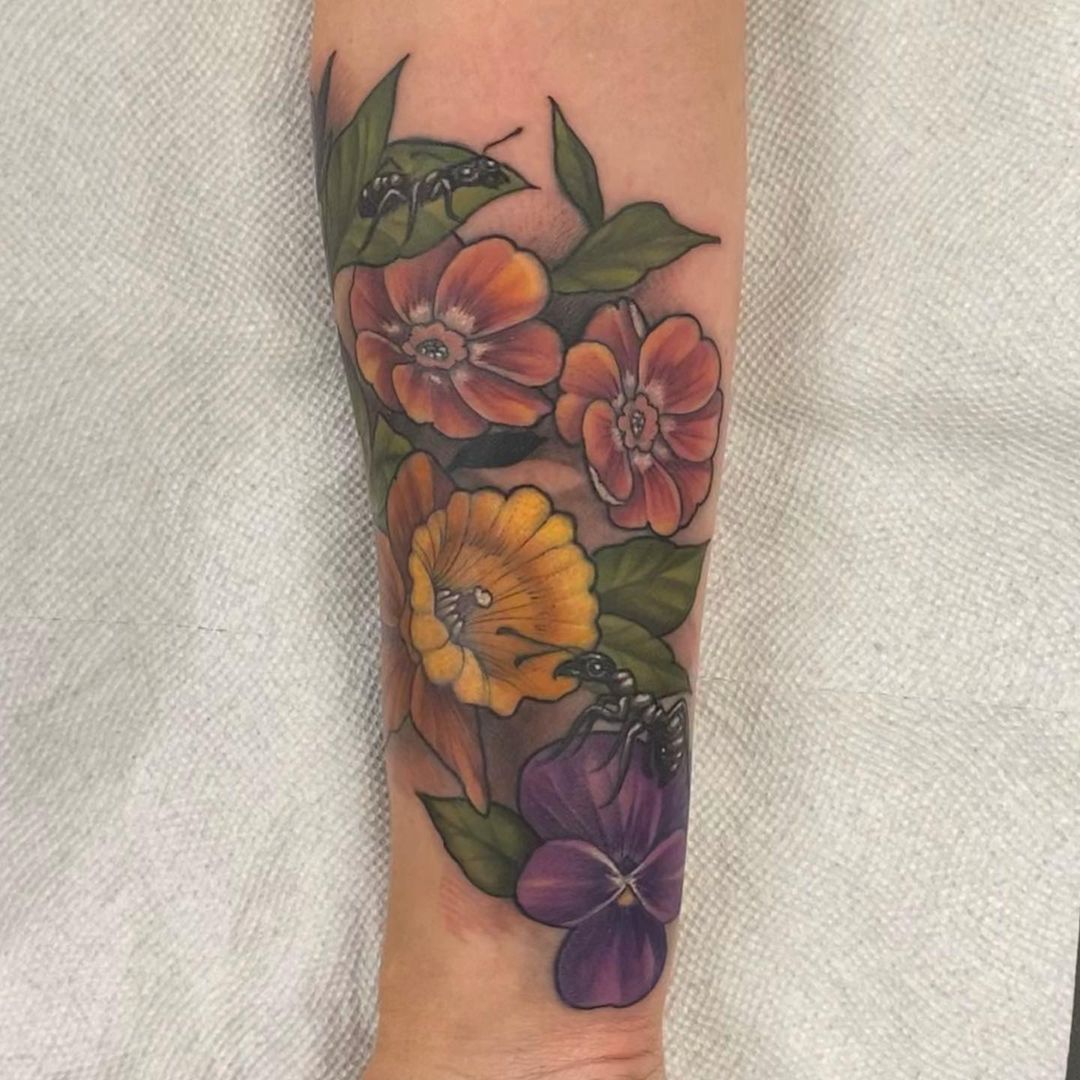 Floral Tattoo by Sasha Day at Black Gold Tattoo Co in Edmonton Alberta Canada