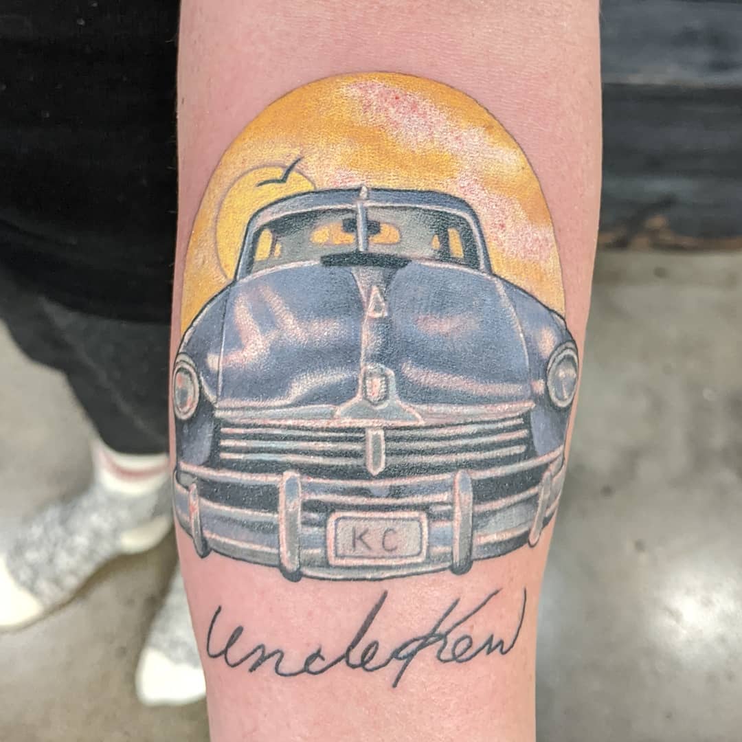Classic Car Tattoo by Sheila Anderson at Crimson Empire Tattoo in Edmonton Alberta Canada