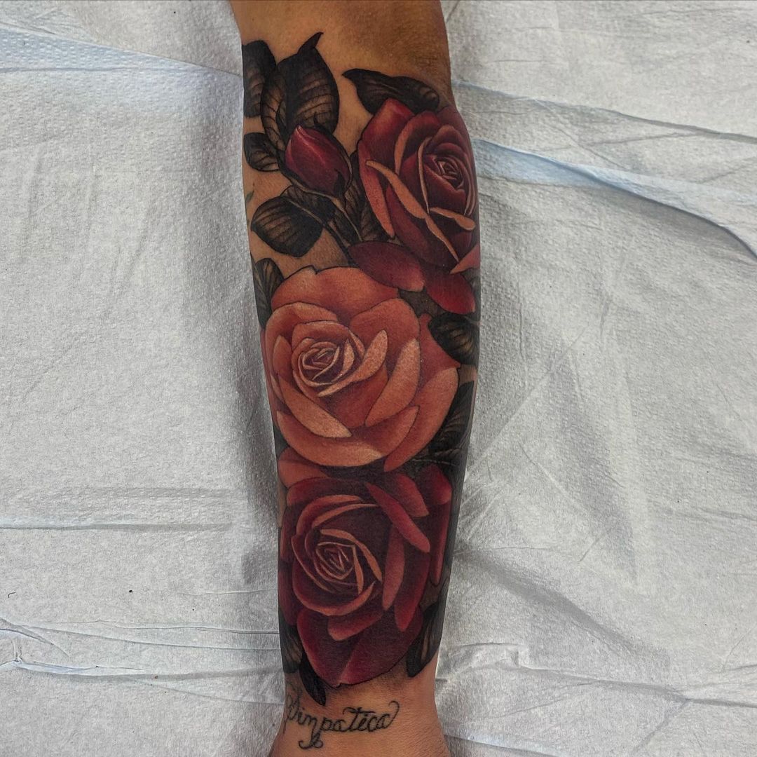 Roses Tattoo by Sasha Day at Black Gold Tattoo Co in Edmonton Alberta Canada