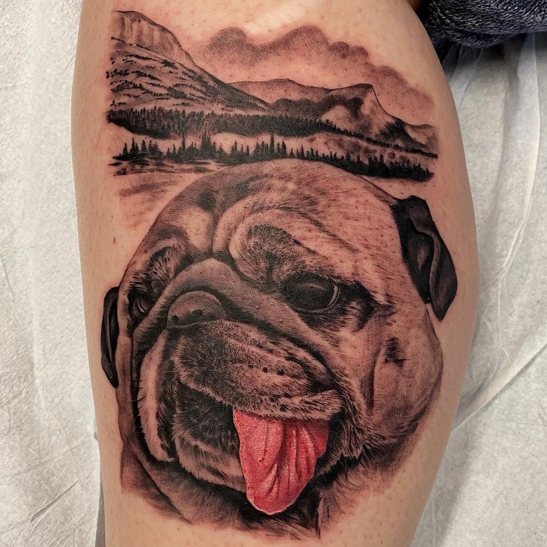 Dog Portrait Tattoo by Chad Lavers at Crimson Empire Tattoo in Edmonton Alberta Canada
