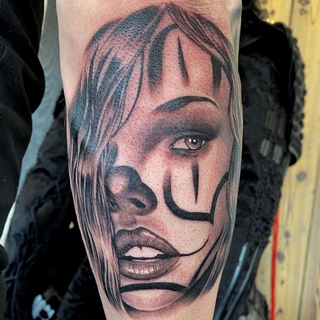 Lady Clown Tattoo by Chad Lavers at Crimson Empire Tattoo in Edmonton Alberta Canada