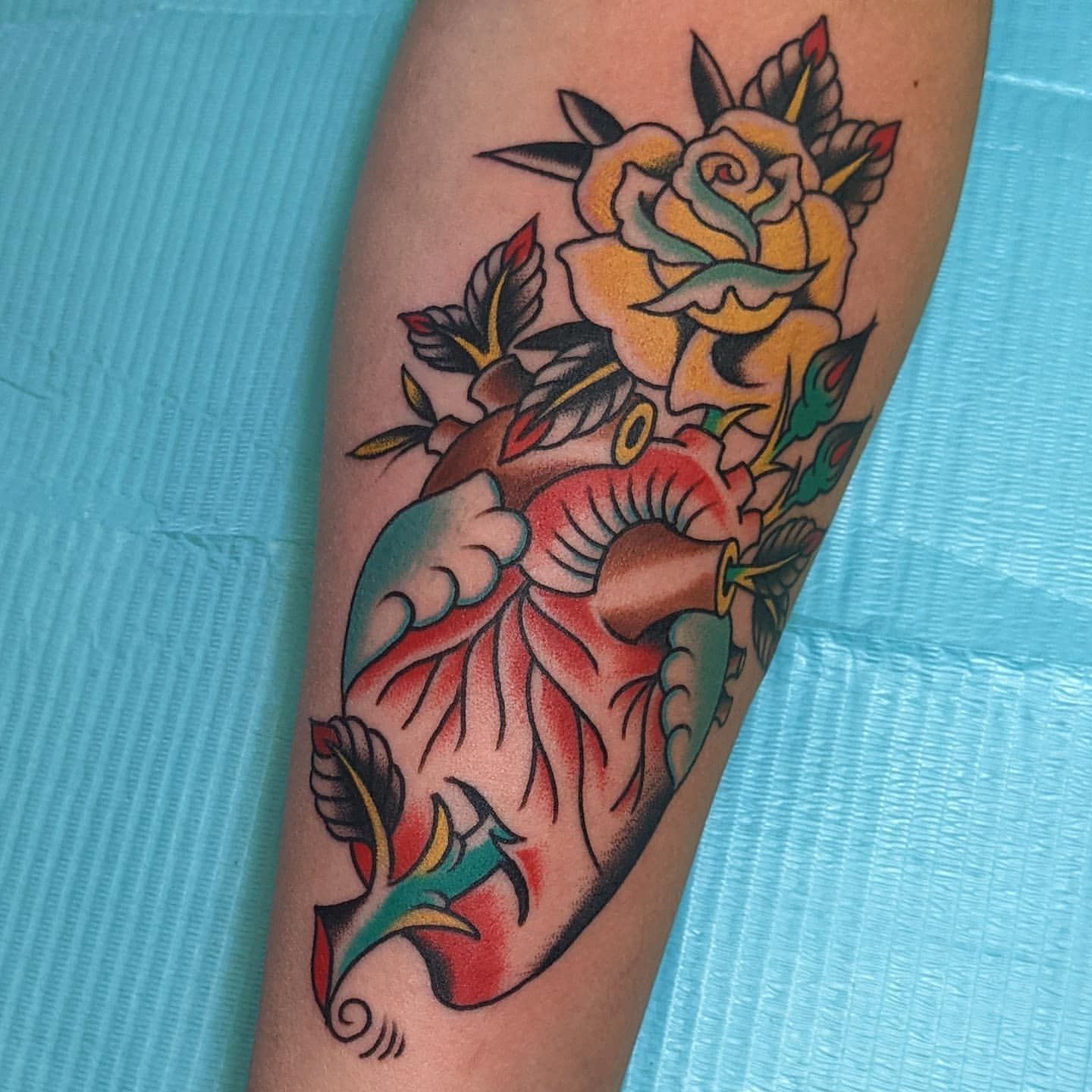 Rose and Heart Tattoo Chris Benson at Silver Ghost Tattoo in Edmonton Alberta Canada