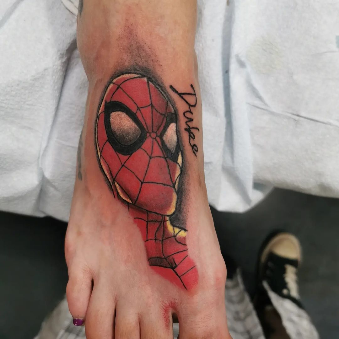 Spiderman Tattoo by Wen at Crimson Empire Tattoo in Edmonton Alberta Canada