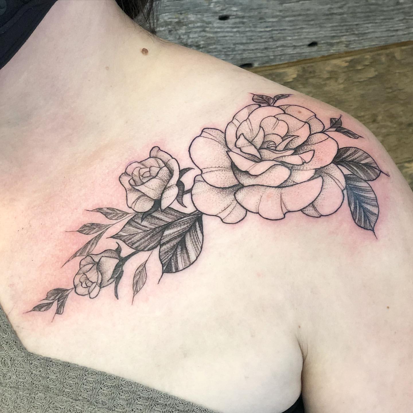 Roses Tattoo by Vanessa Spezowka at Crimson Empire Tattoo in Edmonton Alberta Canada