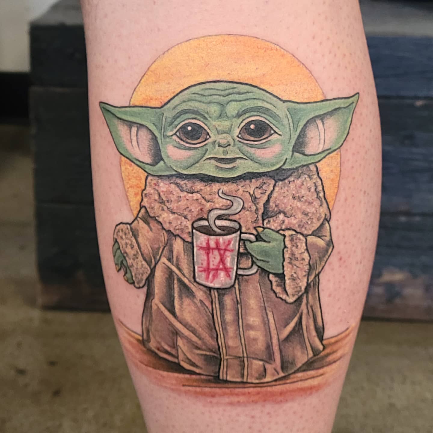 Baby Yoda (Grogu) Tattoo by Sheila Anderson at Crimson Empire Tattoo in Edmonton Alberta Canada