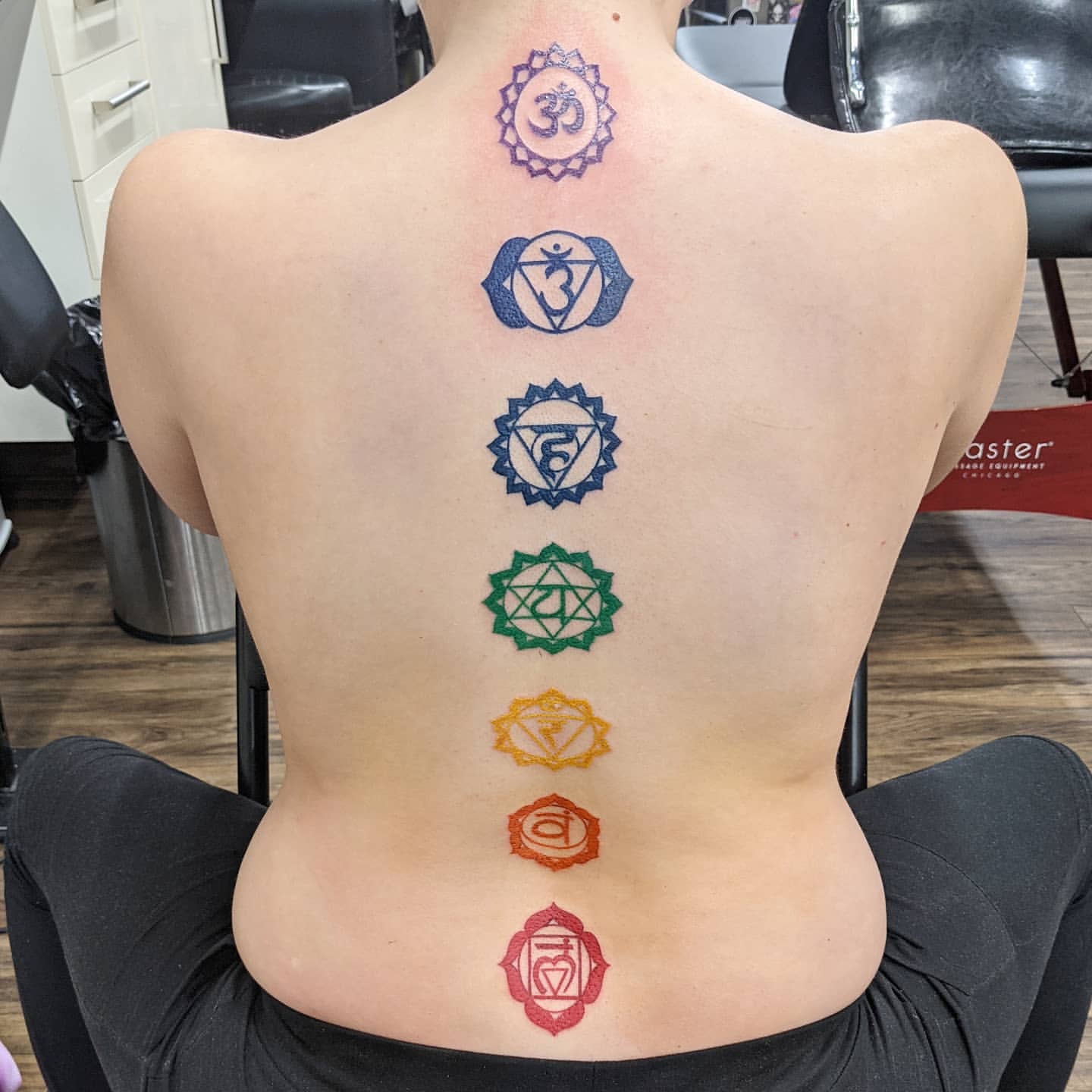 Chakras Tattoo by Amber Strange at Black Gold Tattoo Co in Edmonton Alberta Canada