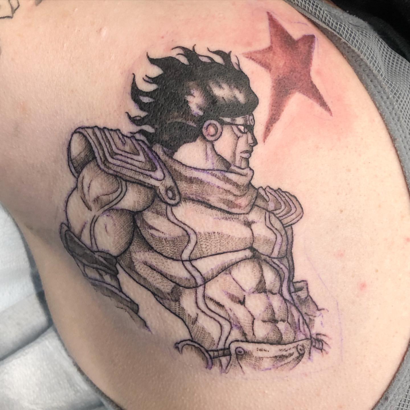 Jojo's Bizarre Adventure Tattoo by Vanessa Spezowka at Crimson Empire Tattoo in Edmonton Alberta Canada
