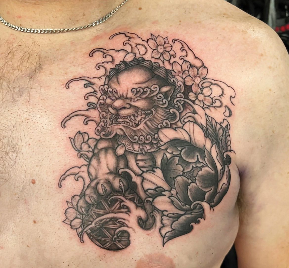 Fudog Tattoo by Vinny Nguyen at Crimson Empire Tattoo in Edmonton Alberta Canada