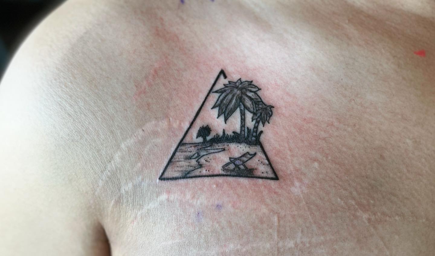Beach Scene Tattoo by Vinny Nguyen at Crimson Empire Tattoo in Edmonton Alberta Canada