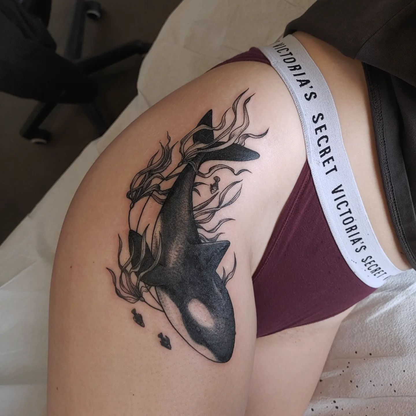 Killer Whale Tattoo Adrienne Alexander at Crimson Empire Tattoo in Edmonton Alberta Canada