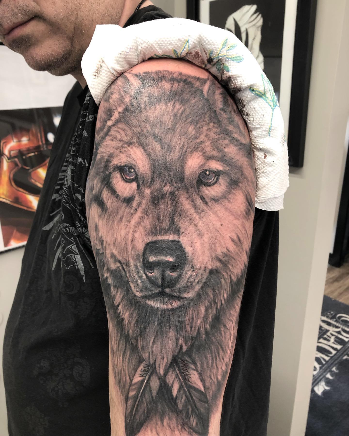 Wolf Tattoo by Steve Hayes at Black Gold Tattoo Co in Edmonton Alberta Canada