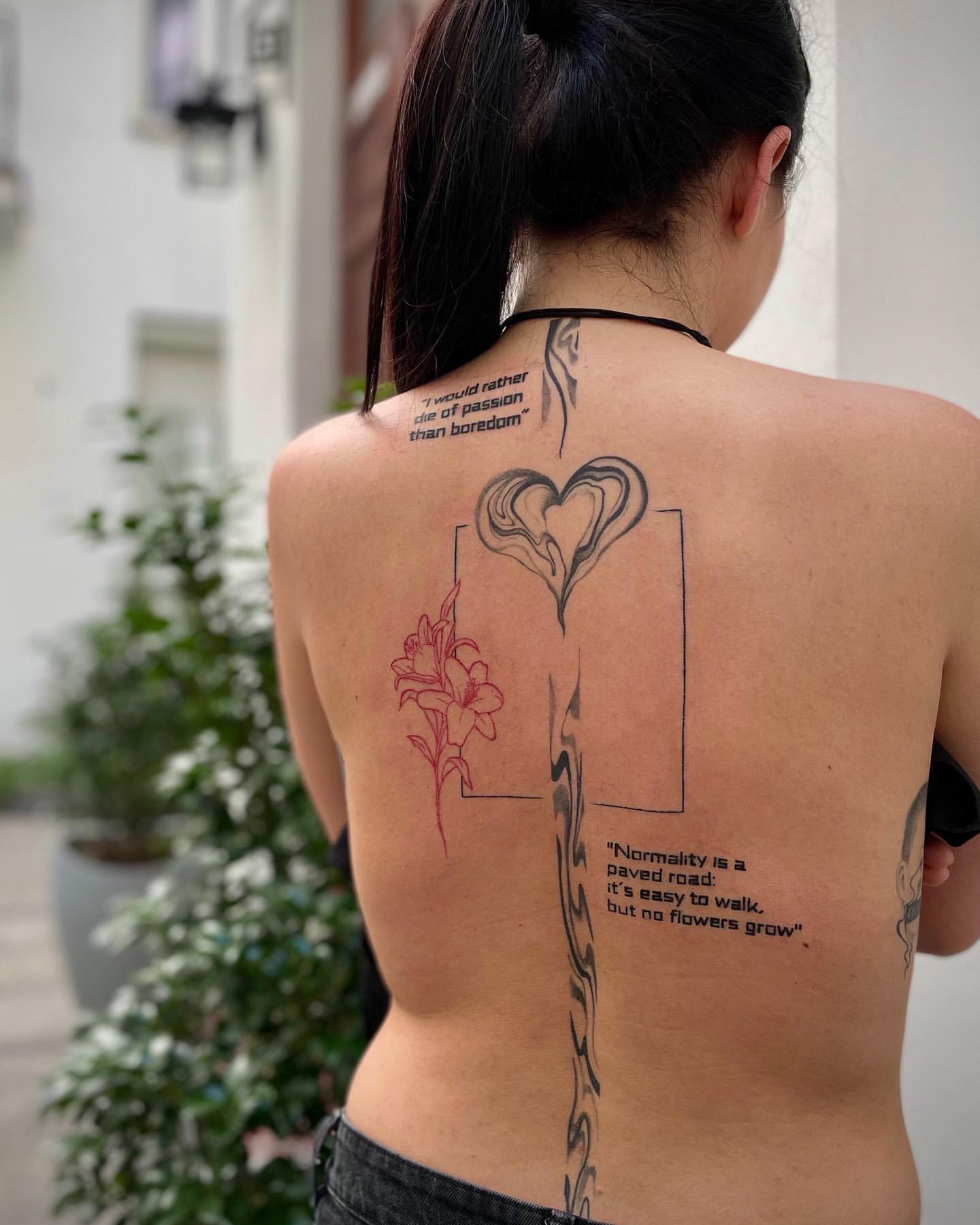 Abstract Line Work Tattoo by Anastasiya at Silver Ghost Tattoo in Edmonton Alberta Canada