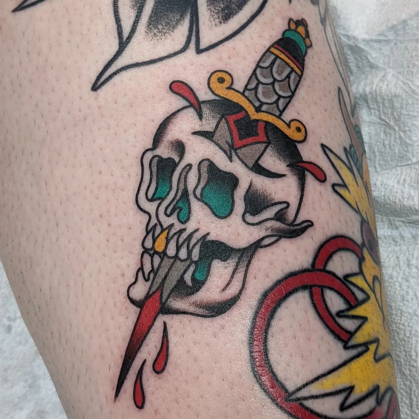 Skull and Dagger Tattoo Chris Benson at Silver Ghost Tattoo in Edmonton Alberta Canada