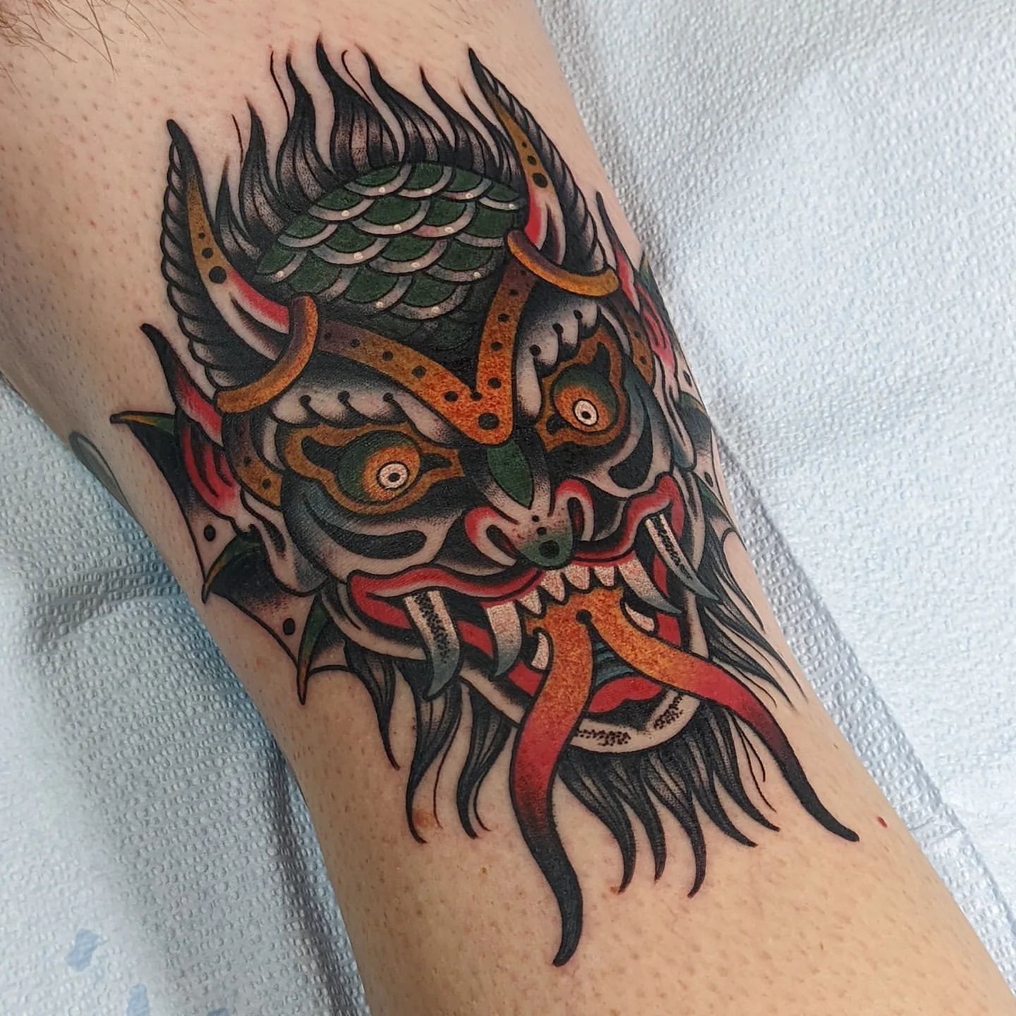 Devil Tattoo Chris Benson at Silver Ghost Tattoo in Edmonton Alberta Canada