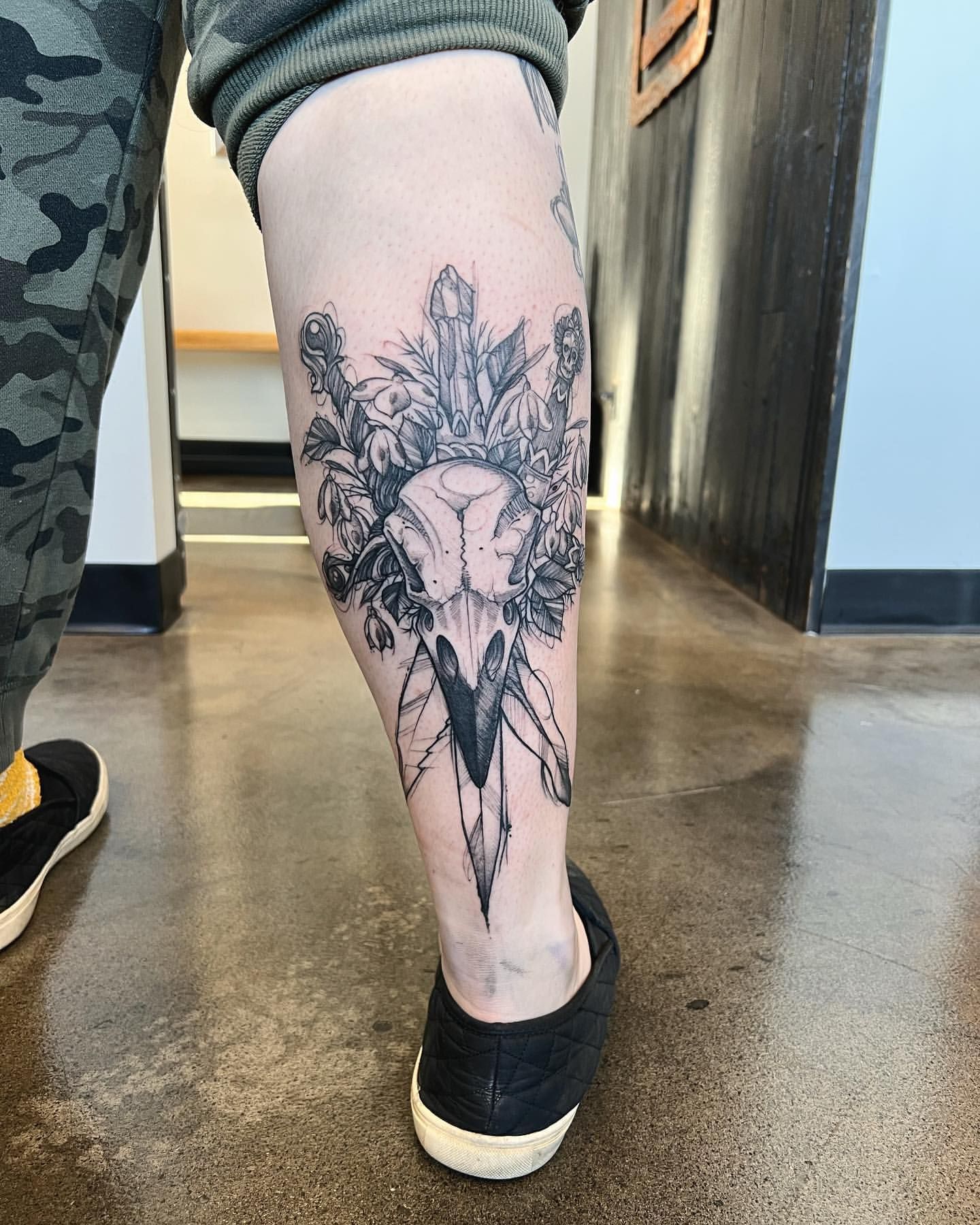Bird Skull Tattoo by Adrienne Alexander at Silver Ghost Tattoo in Edmonton Alberta Canada