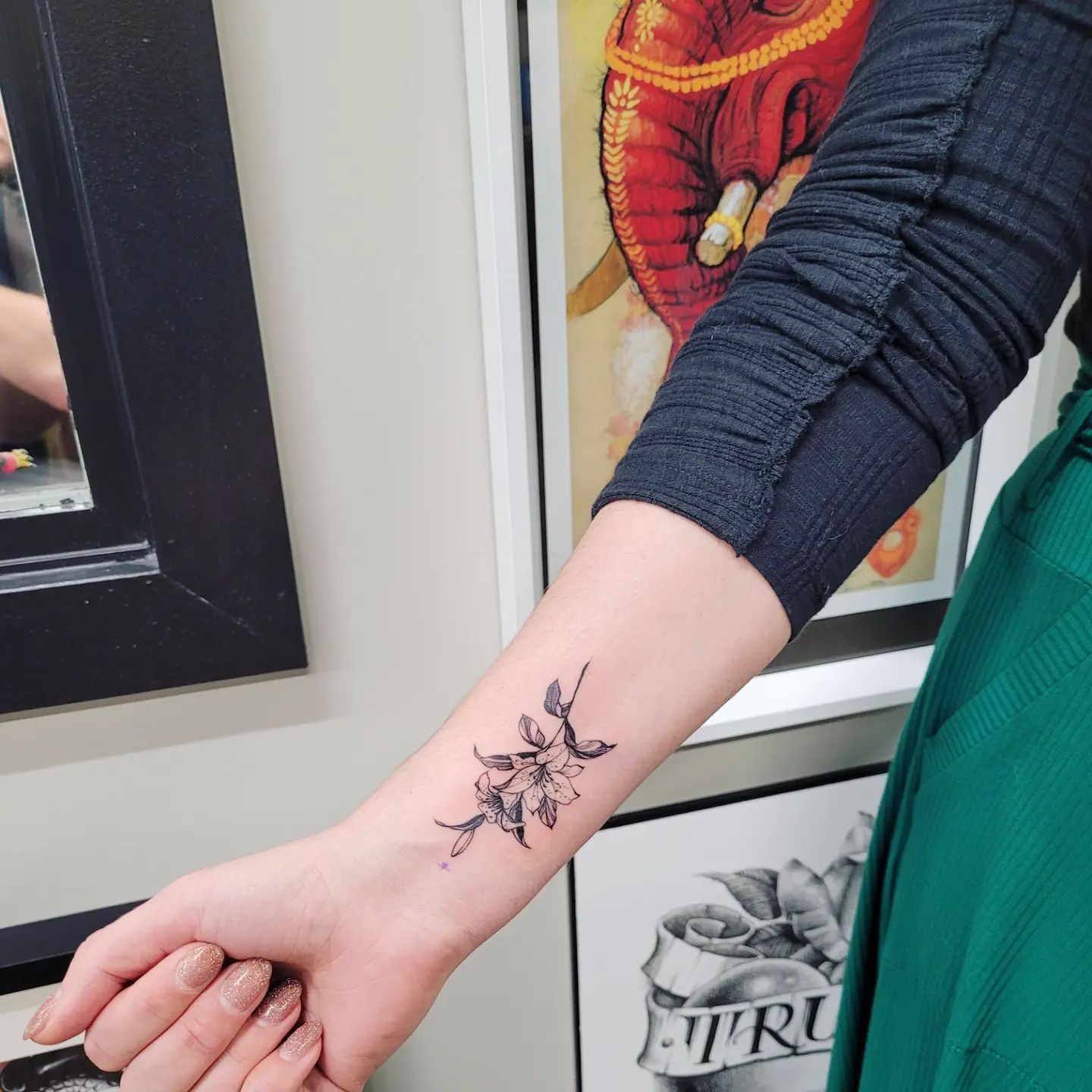 Floral Tattoo by Ian Wang at Black Gold Tattoo Co in Edmonton Alberta Canada