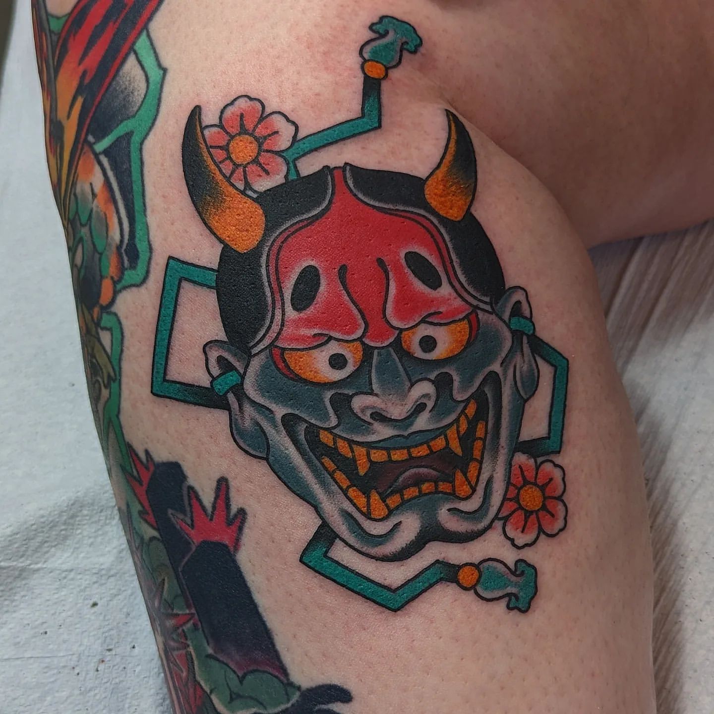 Hannya Tattoo Chris Benson at Silver Ghost Tattoo in Edmonton Alberta Canada