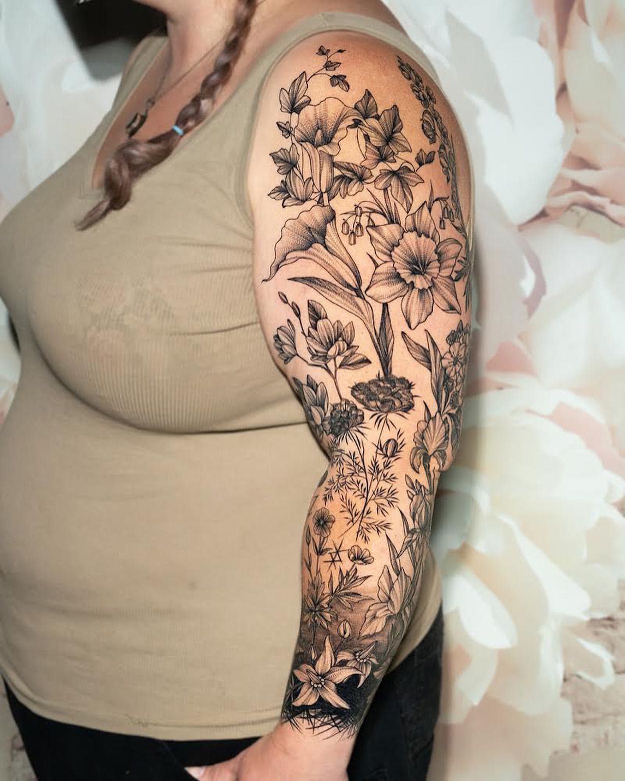 Floral Sleeve by Adrienne Alexander at Silver Ghost Tattoo in Edmonton Alberta Canada