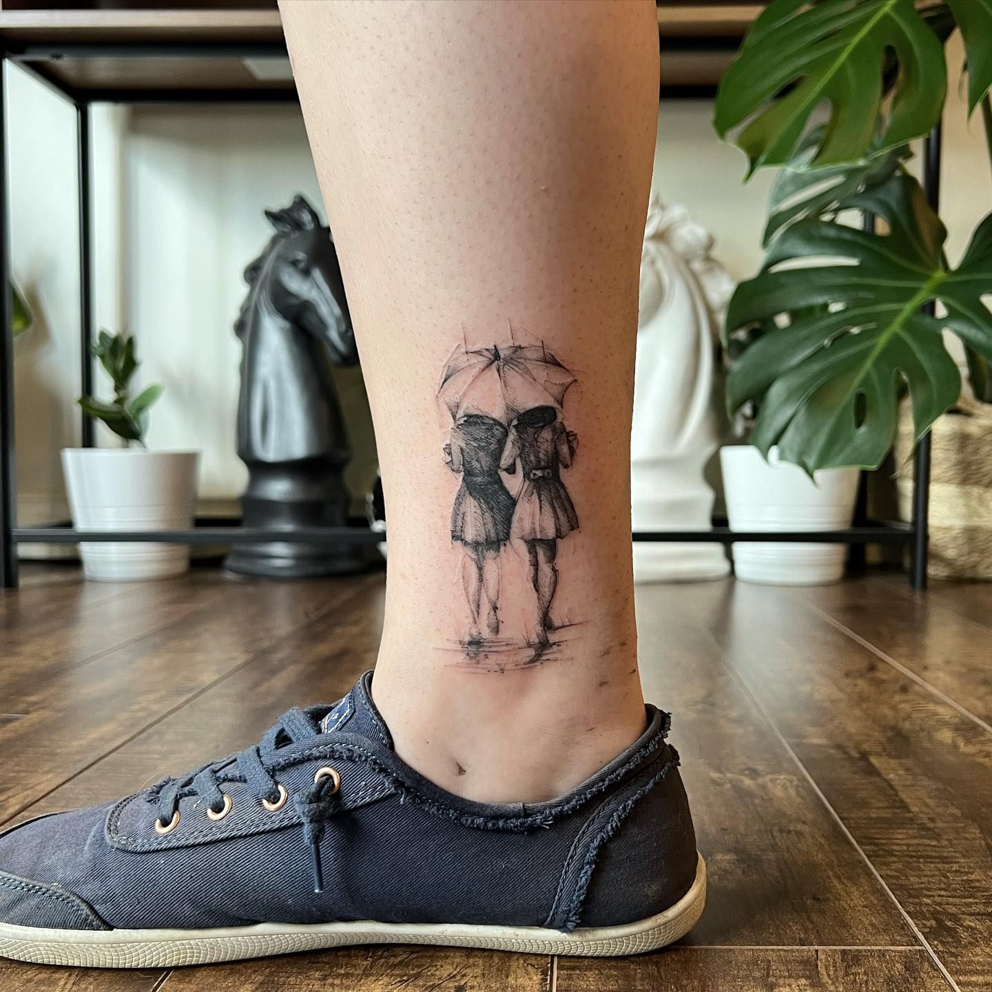 Friends in the Rain Tattoo by Adrienne Alexander at Silver Ghost Tattoo in Edmonton Alberta Canada