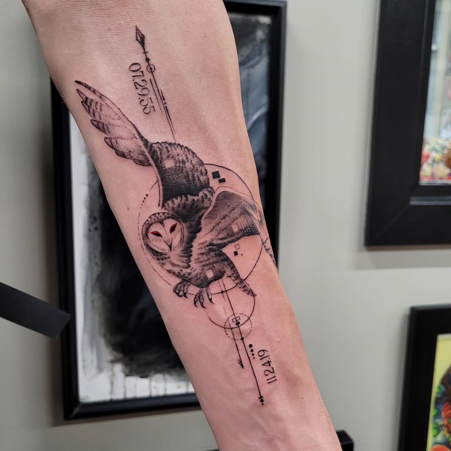 Owl Tattoo by Ian Wang at Black Gold Tattoo Co in Edmonton Alberta Canada