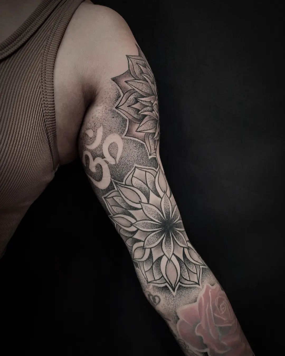 Dotwork Mandala Sleeve by Alex Arnautov at Black Gold Tattoo Co in Edmonton Alberta Canada