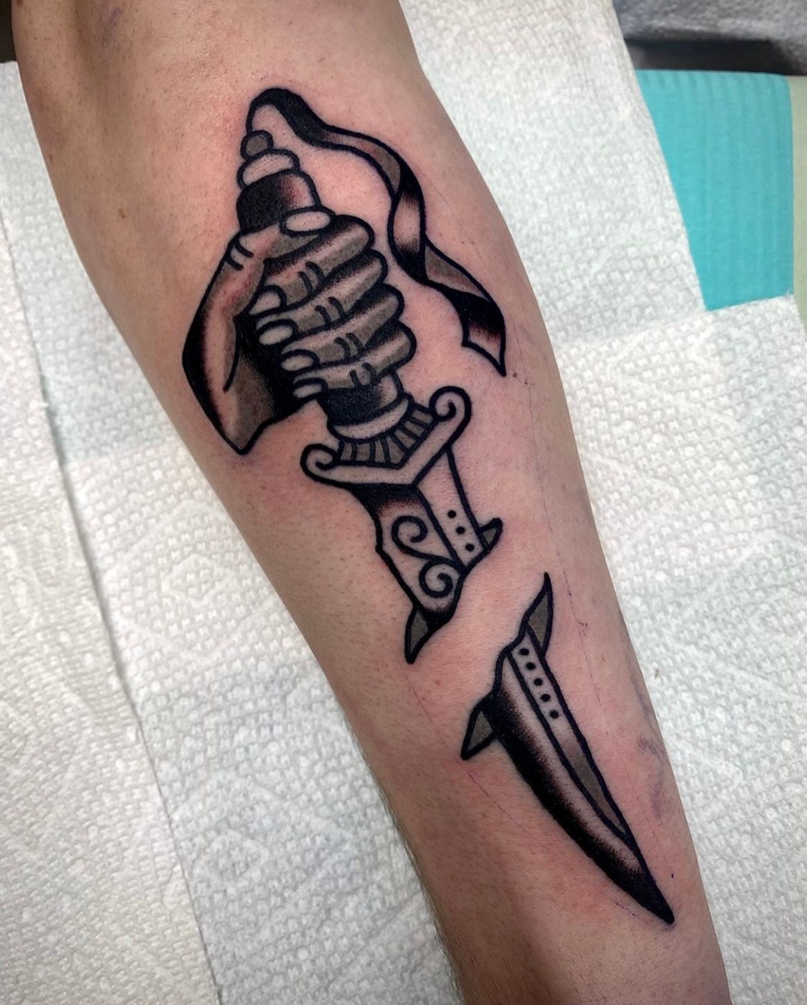 Dagger Tattoo by JD Pezderic at Silver Ghost Tattoo in Edmonton Alberta Canada