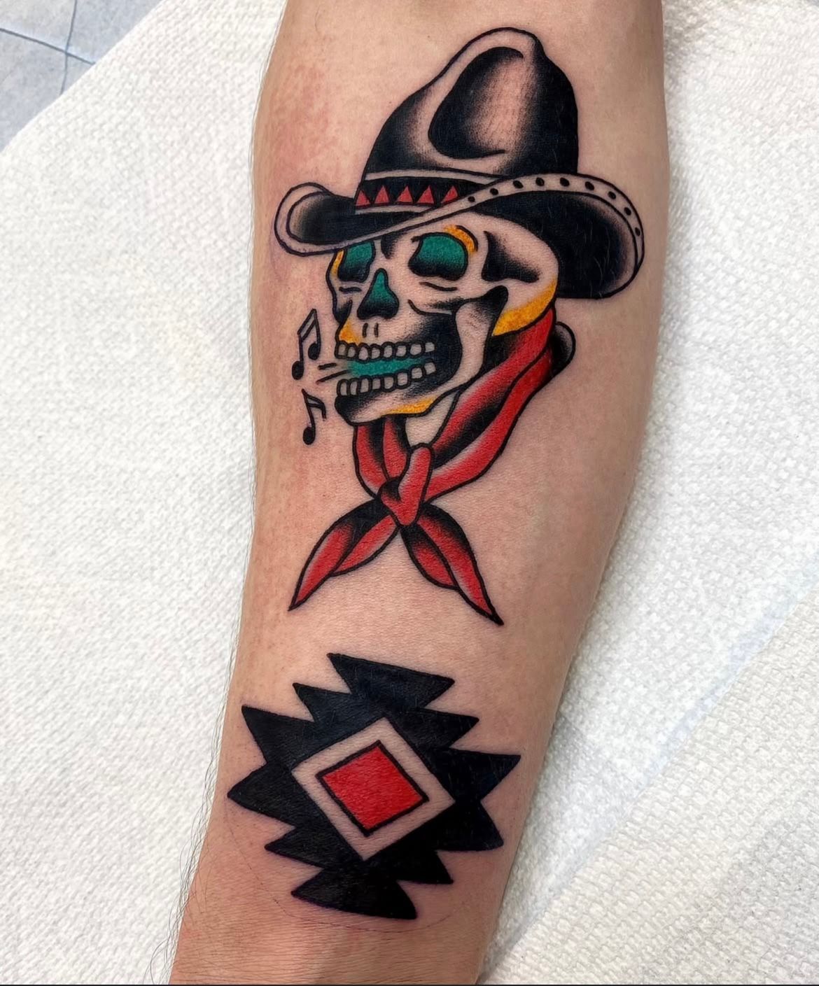 Singing Cowboy Tattoo by JD Pezderic at Silver Ghost Tattoo in Edmonton Alberta Canada