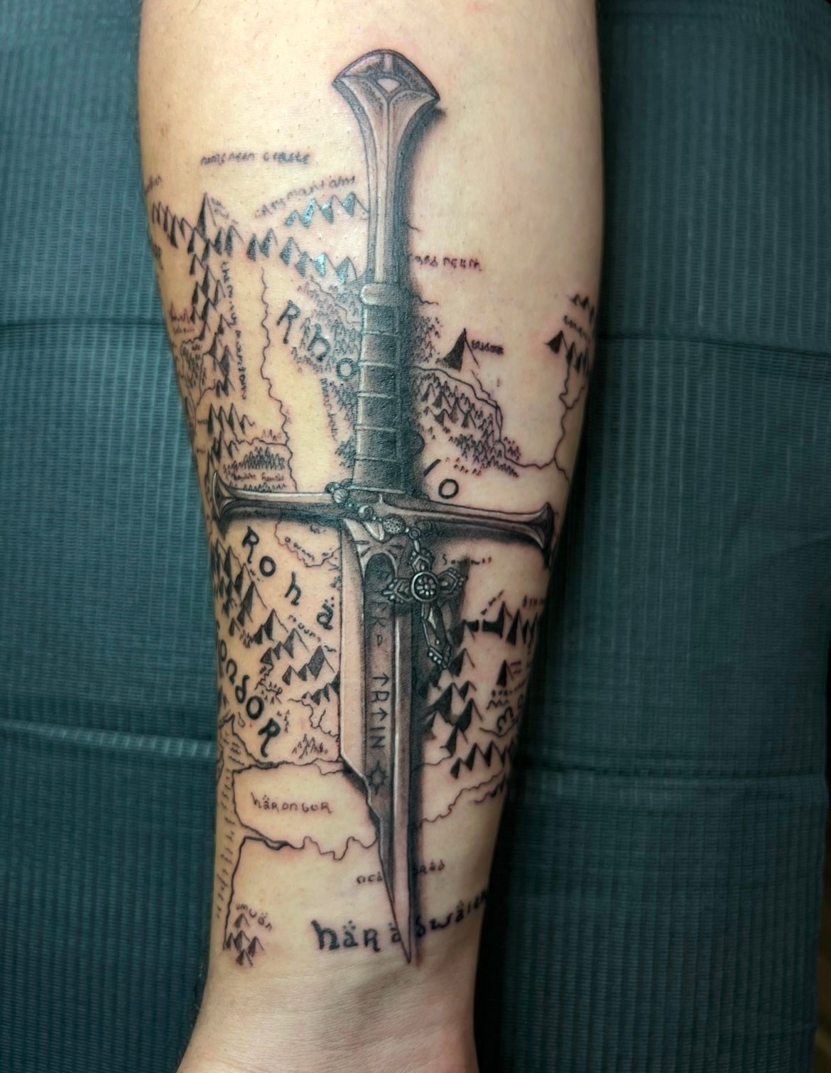 Lord Of The Rings Tattoo by Kevin Sherritt at Black Gold Tattoo Co in Edmonton Alberta Canada